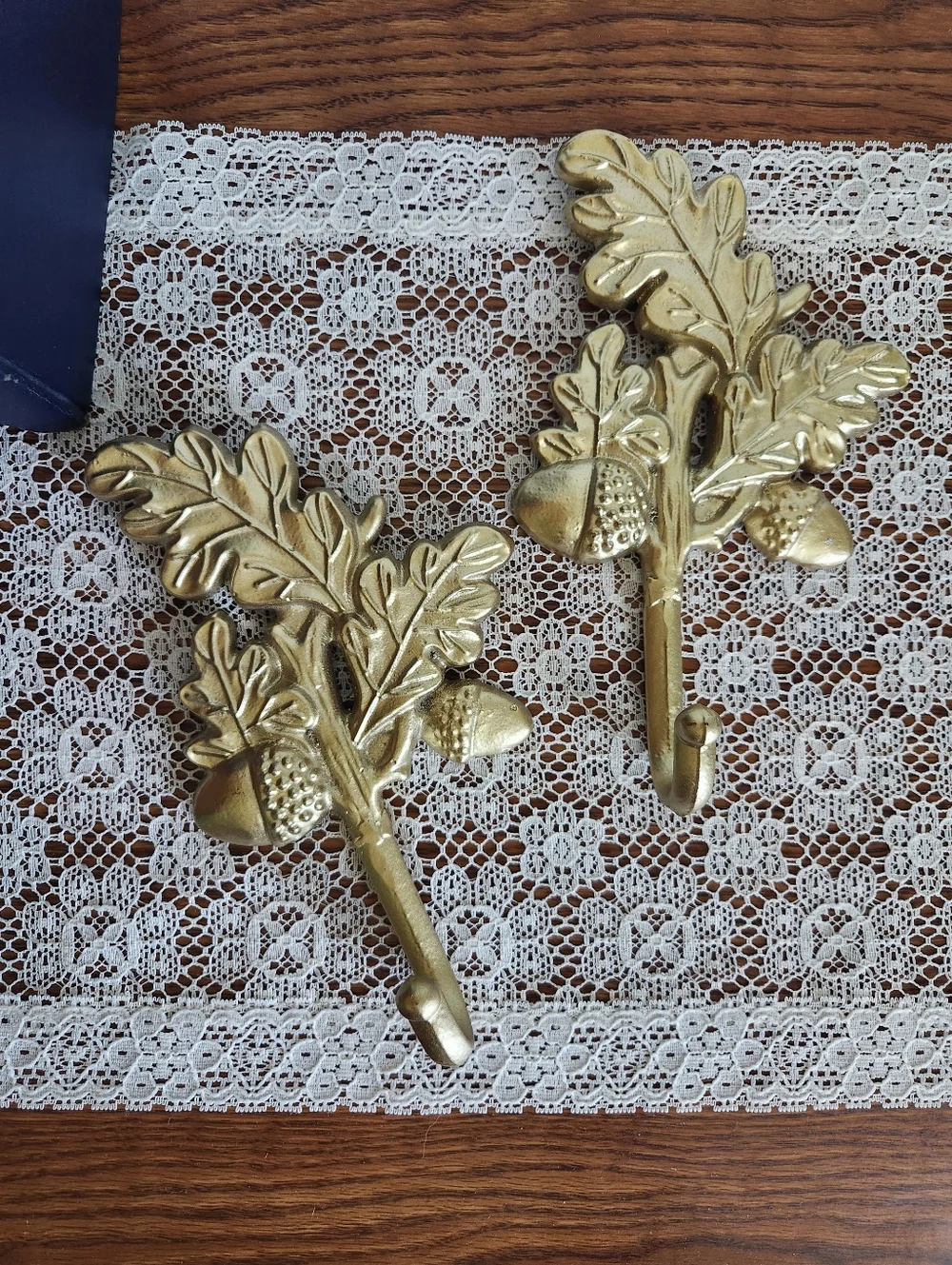 Gold Oak Leaf Acorn Wall Hooks - Decorative Home Wall Decor